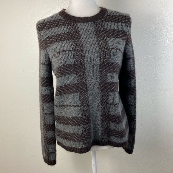Alpaca Wool Rabbit Hair Plaid Brown Thick Warm Ann Taylor Crewneck Sweater Small - Picture 10 of 10